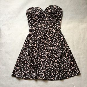Beautiful black & pink floral strapless dress